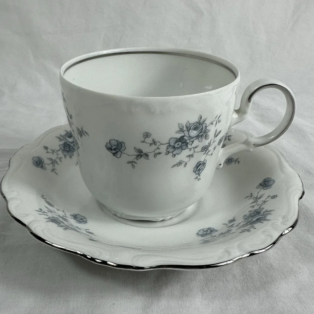 3 Johann Haviland Blue Garland Tea Sets 3 Cups & 3 Saucers Bavaria Germany